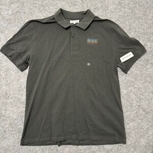 NEW PacSun Polo Shirt Mens M Gray Forever Embroidered Pique Short Sleeve